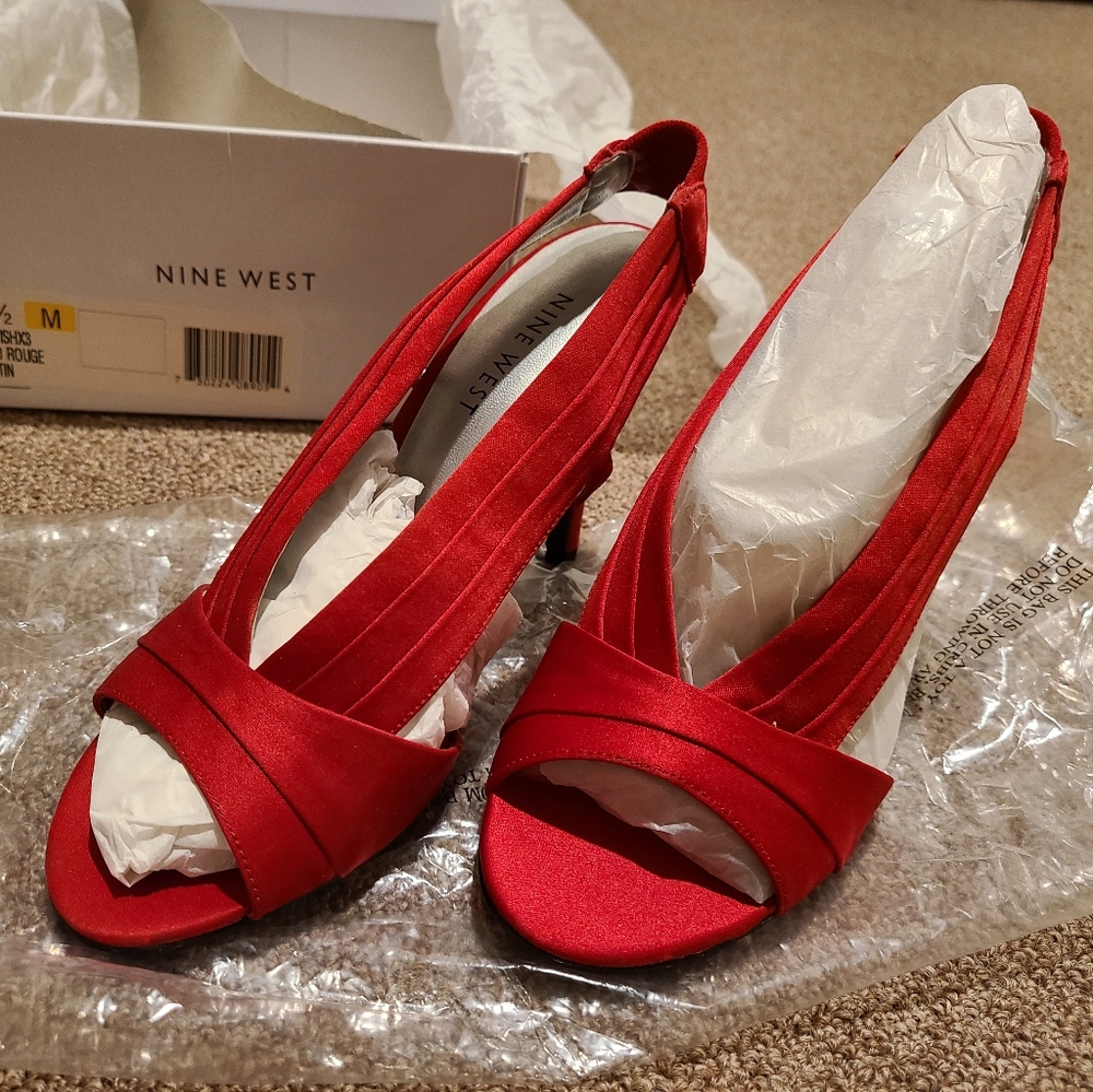 Nine West Red Satin Heels